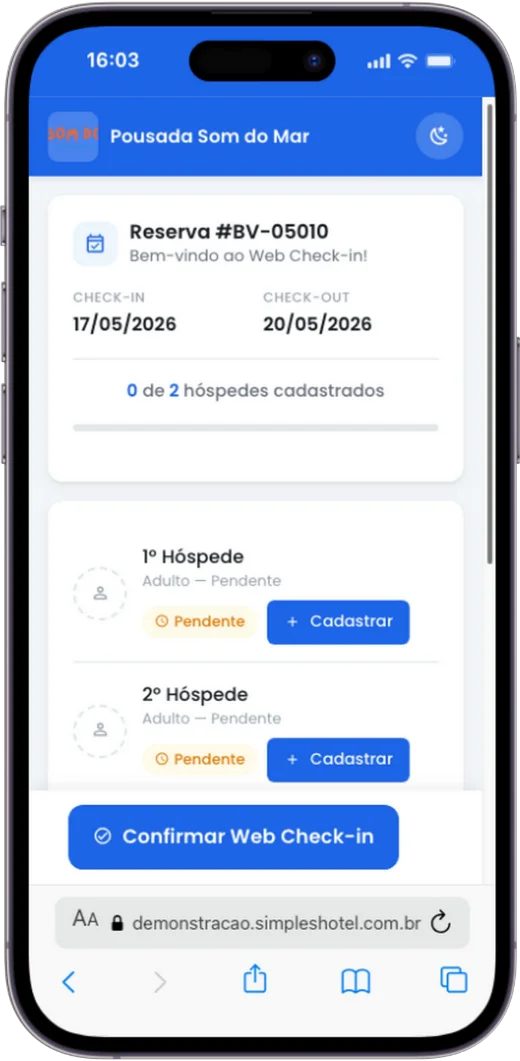 Web Check-in digital para hóspedes de hotel — Simpleshotel